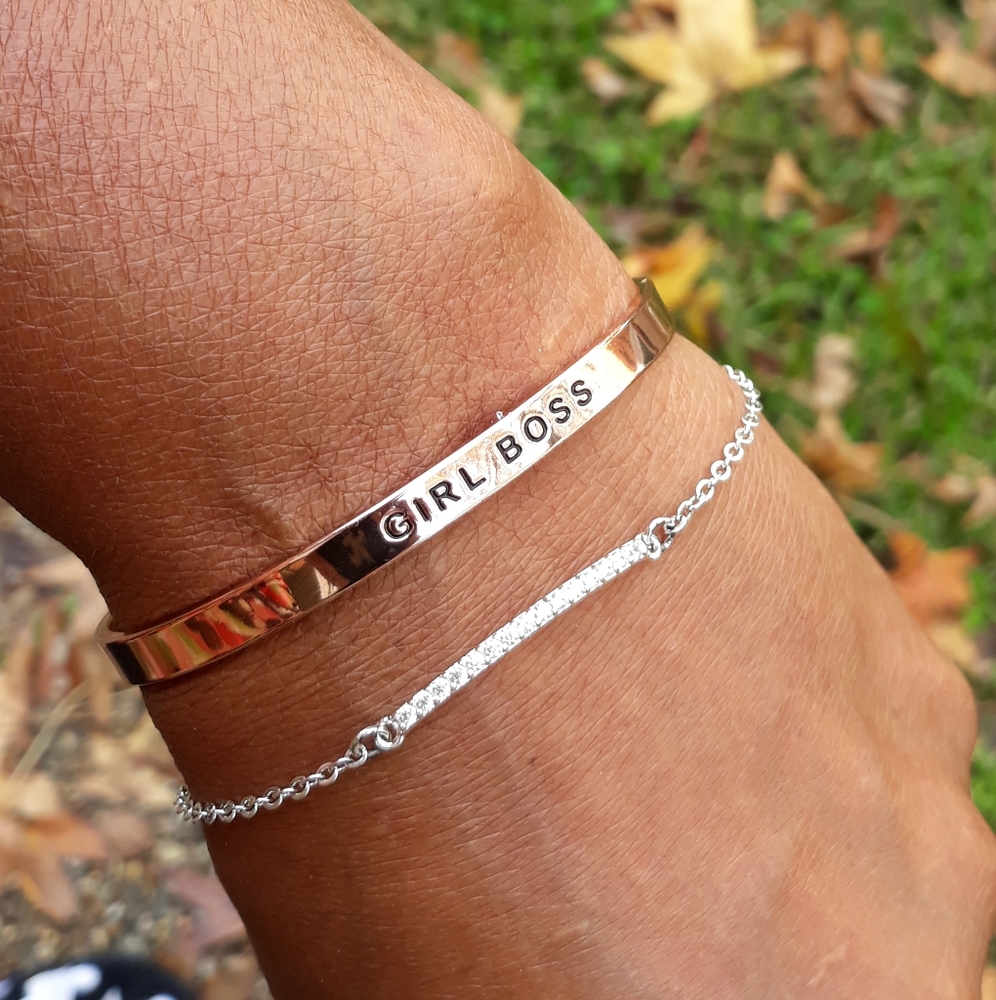 GIRL BOSS Rhinestone Rose Gold Bracelet NWOT! - Picture 5 of 8